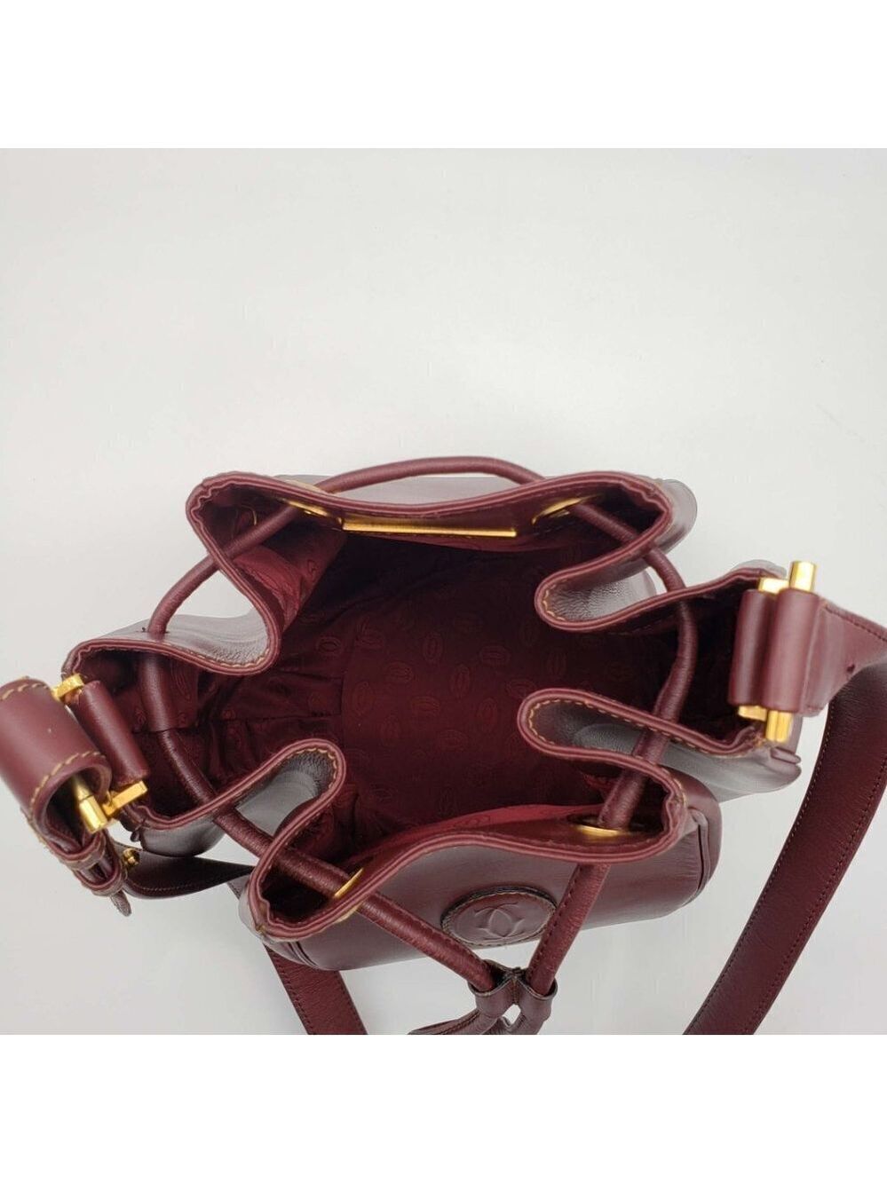 100% Authentic Must De Cartier Bordeaux Leather Shoulder Bag - Picture 12 of 16